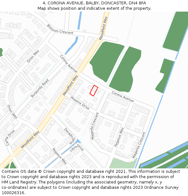 4, CORONA AVENUE, BALBY, DONCASTER, DN4 8FA: Location map and indicative extent of plot