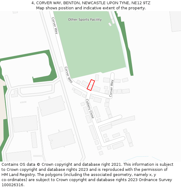 4, CORVER WAY, BENTON, NEWCASTLE UPON TYNE, NE12 9TZ: Location map and indicative extent of plot