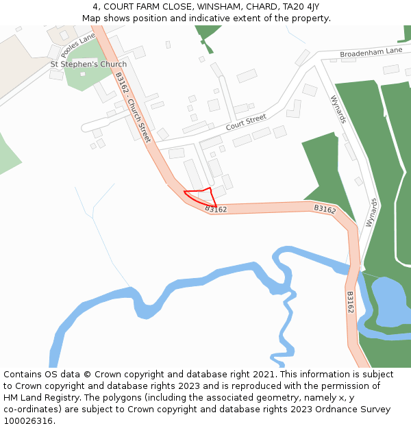 4, COURT FARM CLOSE, WINSHAM, CHARD, TA20 4JY: Location map and indicative extent of plot