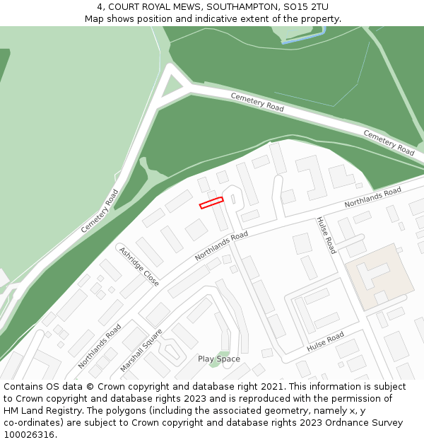 4, COURT ROYAL MEWS, SOUTHAMPTON, SO15 2TU: Location map and indicative extent of plot