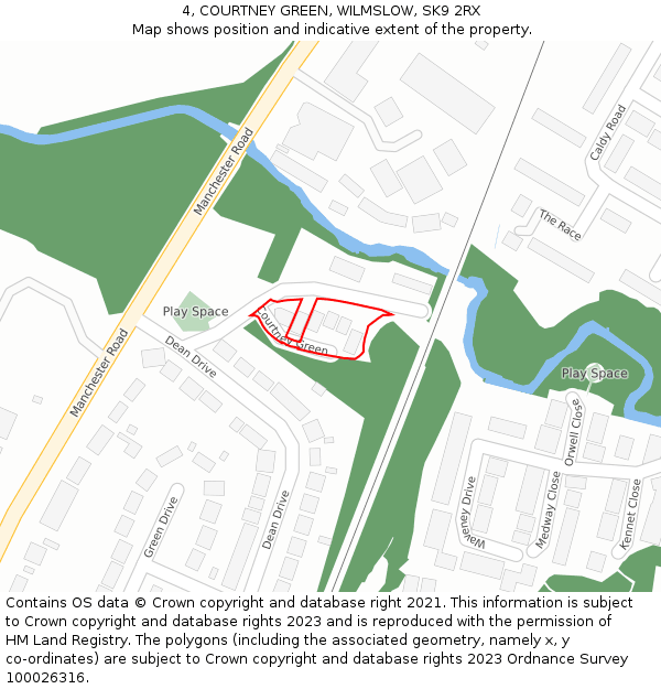 4, COURTNEY GREEN, WILMSLOW, SK9 2RX: Location map and indicative extent of plot