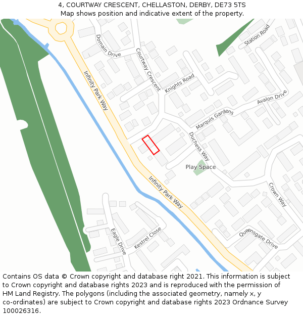 4, COURTWAY CRESCENT, CHELLASTON, DERBY, DE73 5TS: Location map and indicative extent of plot