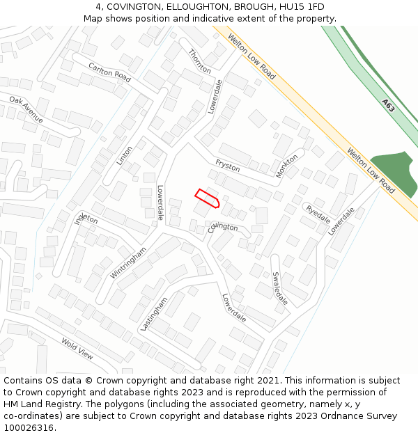 4, COVINGTON, ELLOUGHTON, BROUGH, HU15 1FD: Location map and indicative extent of plot