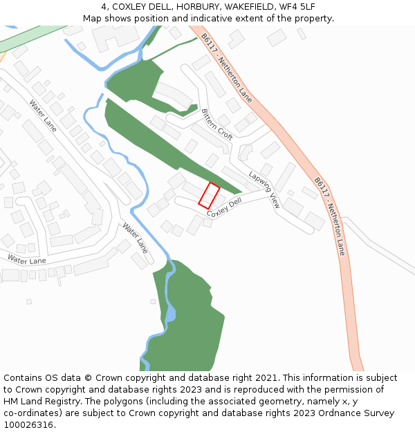 4, COXLEY DELL, HORBURY, WAKEFIELD, WF4 5LF: Location map and indicative extent of plot