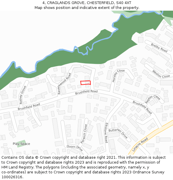 4, CRAGLANDS GROVE, CHESTERFIELD, S40 4XT: Location map and indicative extent of plot