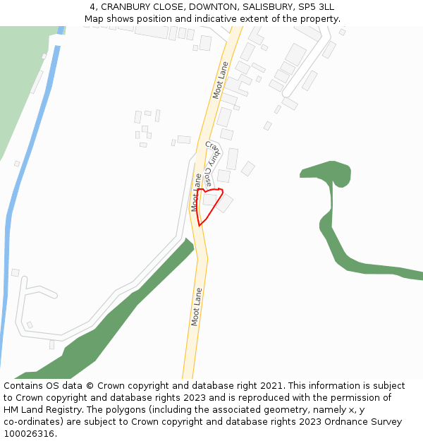 4, CRANBURY CLOSE, DOWNTON, SALISBURY, SP5 3LL: Location map and indicative extent of plot