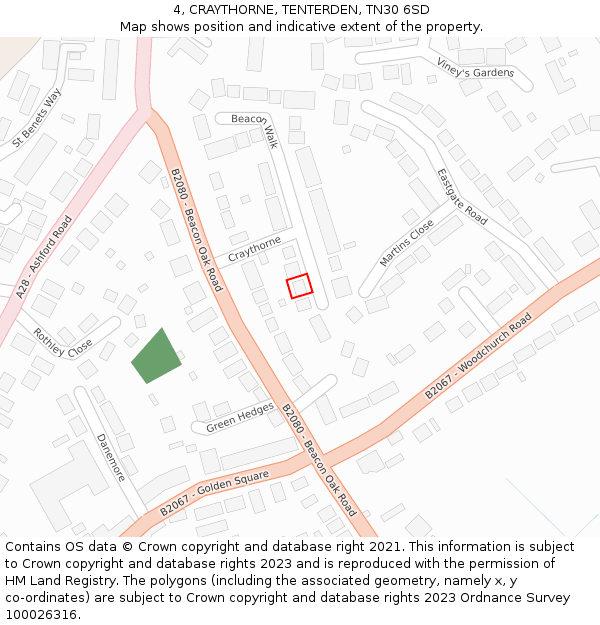4, CRAYTHORNE, TENTERDEN, TN30 6SD: Location map and indicative extent of plot