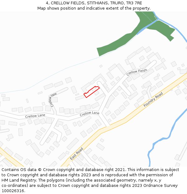 4, CRELLOW FIELDS, STITHIANS, TRURO, TR3 7RE: Location map and indicative extent of plot