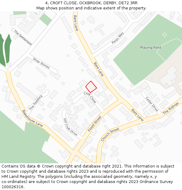 4, CROFT CLOSE, OCKBROOK, DERBY, DE72 3RR: Location map and indicative extent of plot