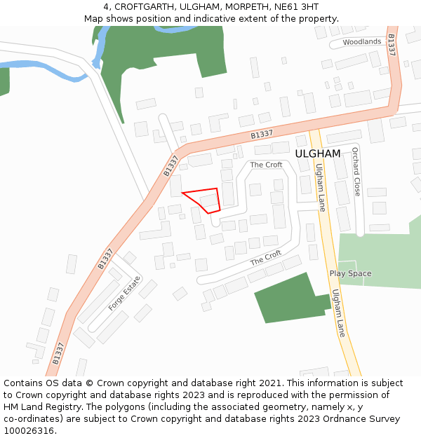 4, CROFTGARTH, ULGHAM, MORPETH, NE61 3HT: Location map and indicative extent of plot