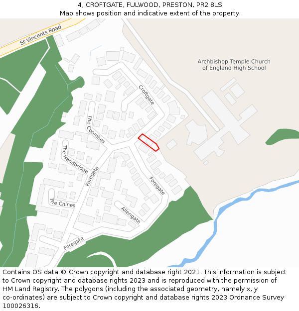 4, CROFTGATE, FULWOOD, PRESTON, PR2 8LS: Location map and indicative extent of plot