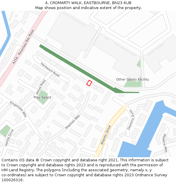 4, CROMARTY WALK, EASTBOURNE, BN23 6UB: Location map and indicative extent of plot