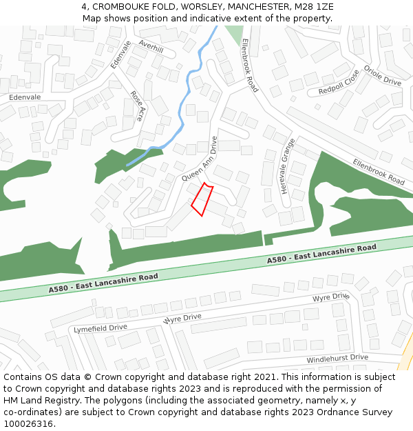 4, CROMBOUKE FOLD, WORSLEY, MANCHESTER, M28 1ZE: Location map and indicative extent of plot