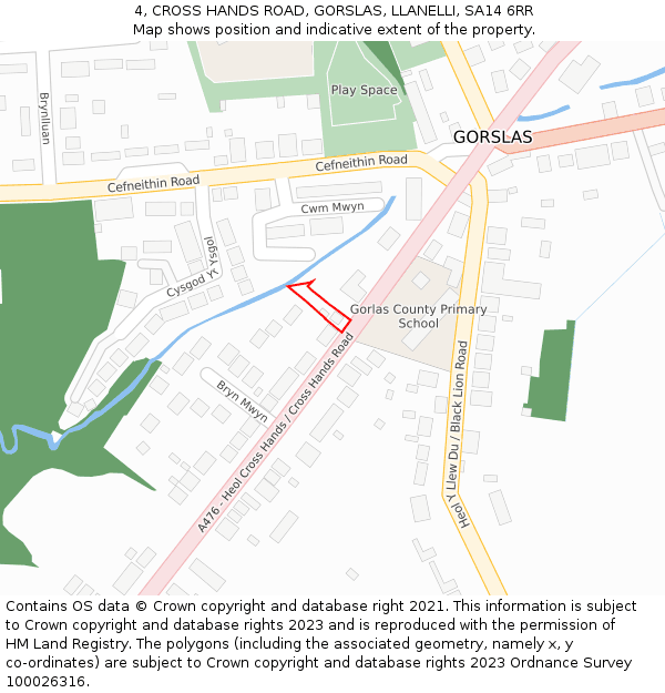 4, CROSS HANDS ROAD, GORSLAS, LLANELLI, SA14 6RR: Location map and indicative extent of plot