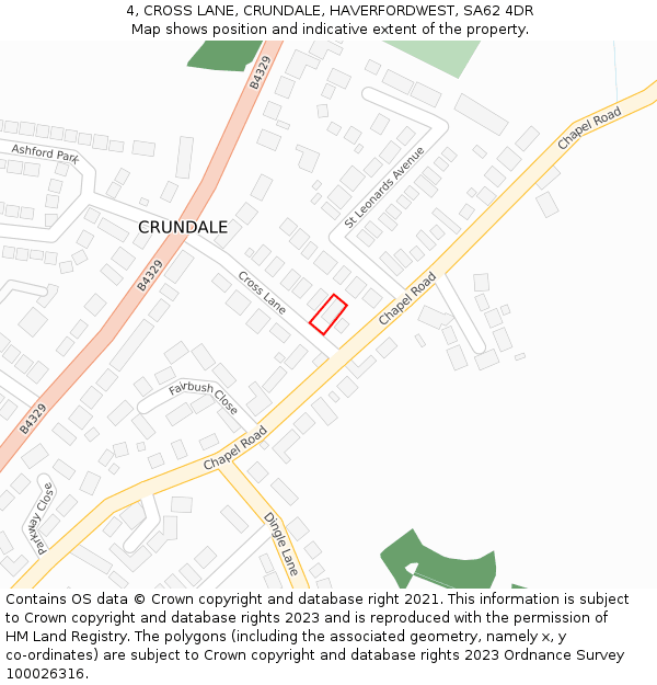 4, CROSS LANE, CRUNDALE, HAVERFORDWEST, SA62 4DR: Location map and indicative extent of plot