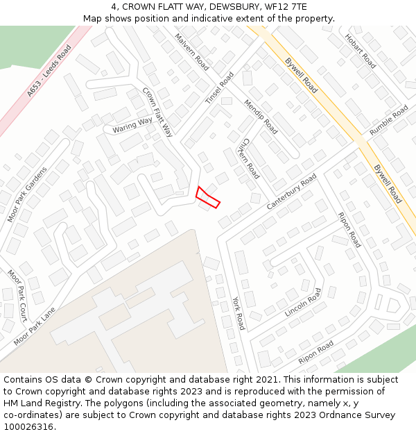 4, CROWN FLATT WAY, DEWSBURY, WF12 7TE: Location map and indicative extent of plot