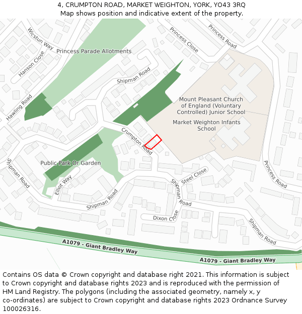 4, CRUMPTON ROAD, MARKET WEIGHTON, YORK, YO43 3RQ: Location map and indicative extent of plot