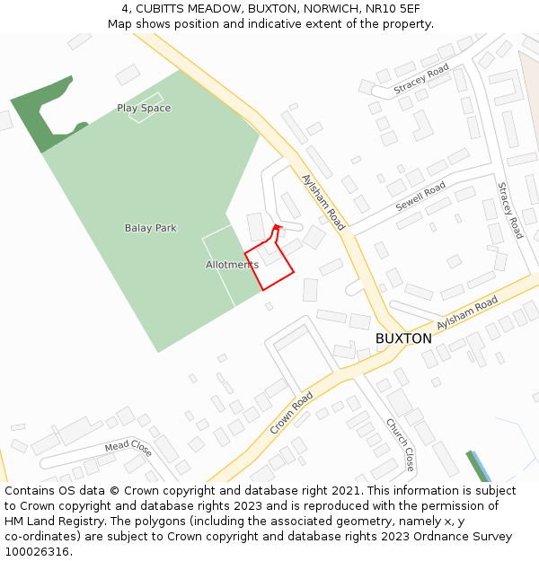 4, CUBITTS MEADOW, BUXTON, NORWICH, NR10 5EF: Location map and indicative extent of plot