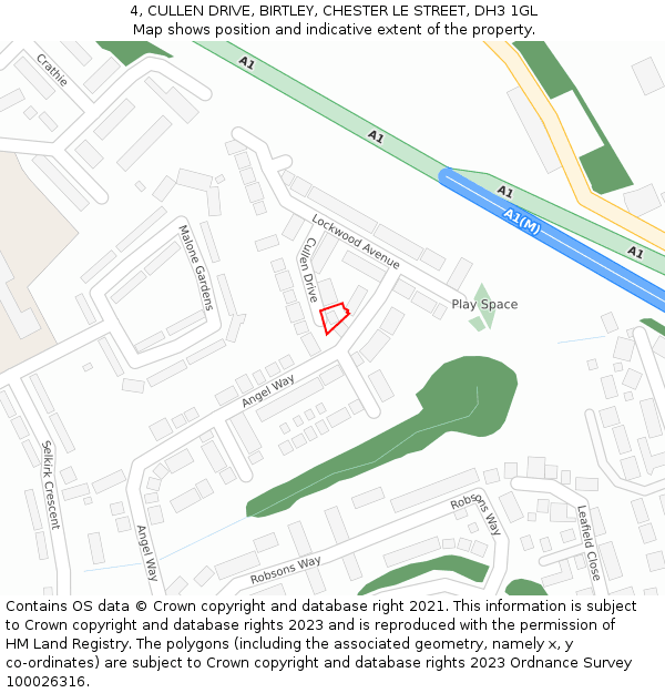 4, CULLEN DRIVE, BIRTLEY, CHESTER LE STREET, DH3 1GL: Location map and indicative extent of plot