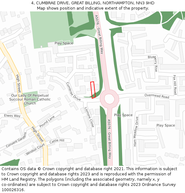 4, CUMBRAE DRIVE, GREAT BILLING, NORTHAMPTON, NN3 9HD: Location map and indicative extent of plot