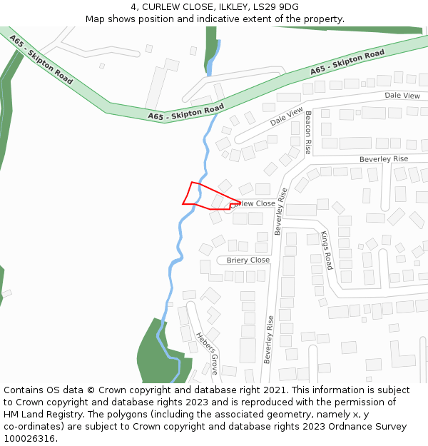 4, CURLEW CLOSE, ILKLEY, LS29 9DG: Location map and indicative extent of plot