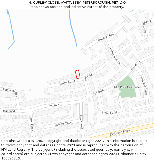 4, CURLEW CLOSE, WHITTLESEY, PETERBOROUGH, PE7 1XQ: Location map and indicative extent of plot