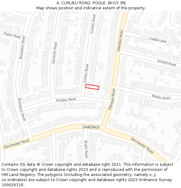 4, CURLIEU ROAD, POOLE, BH15 3RJ: Location map and indicative extent of plot