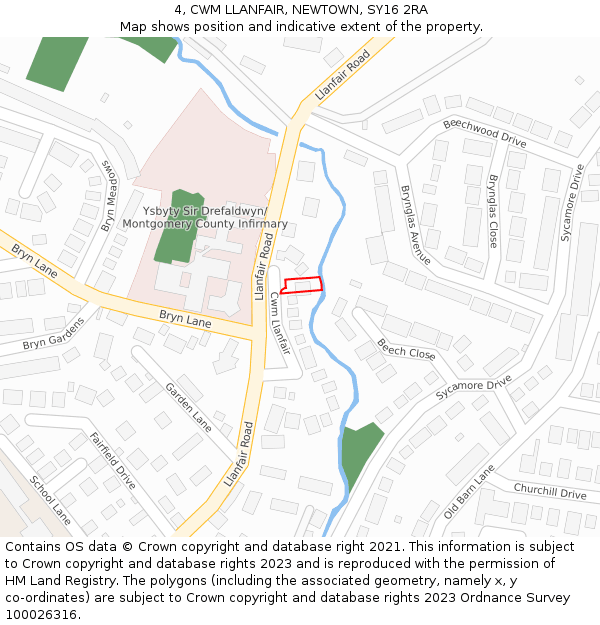 4, CWM LLANFAIR, NEWTOWN, SY16 2RA: Location map and indicative extent of plot