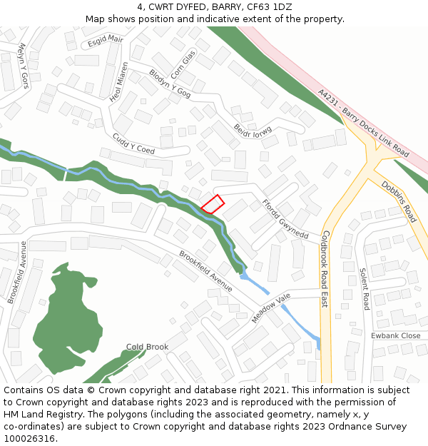 4, CWRT DYFED, BARRY, CF63 1DZ: Location map and indicative extent of plot