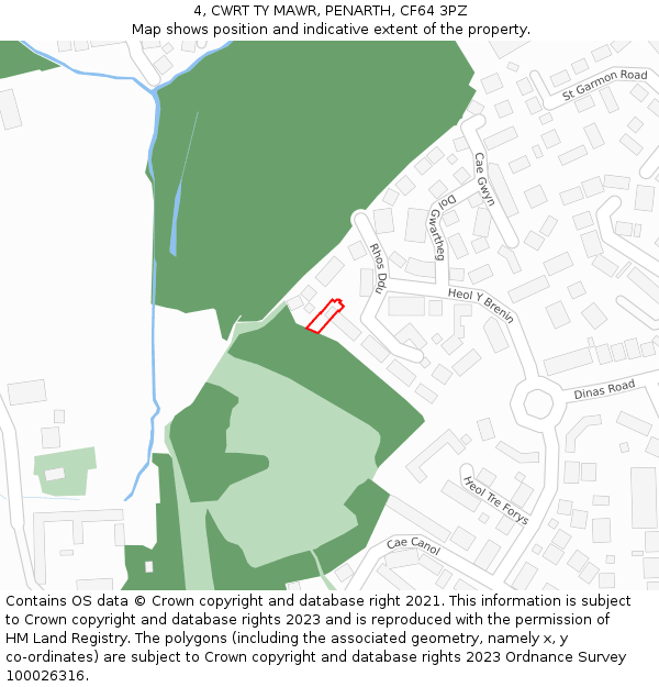 4, CWRT TY MAWR, PENARTH, CF64 3PZ: Location map and indicative extent of plot