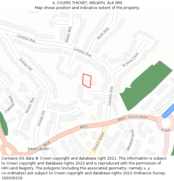 4, CYLERS THICKET, WELWYN, AL6 9RS: Location map and indicative extent of plot