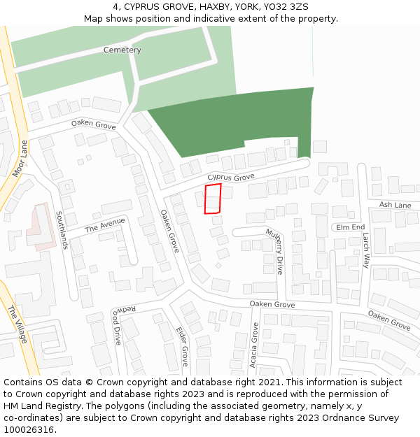 4, CYPRUS GROVE, HAXBY, YORK, YO32 3ZS: Location map and indicative extent of plot