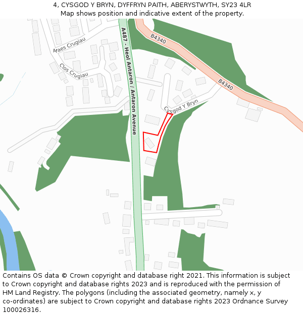 4, CYSGOD Y BRYN, DYFFRYN PAITH, ABERYSTWYTH, SY23 4LR: Location map and indicative extent of plot