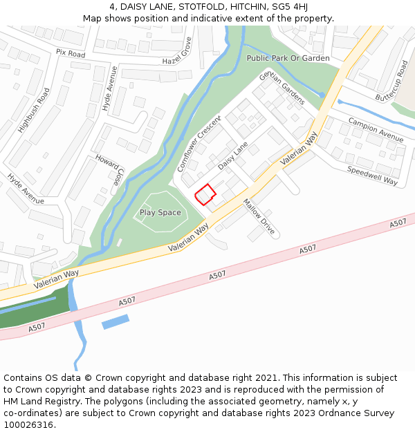 4, DAISY LANE, STOTFOLD, HITCHIN, SG5 4HJ: Location map and indicative extent of plot