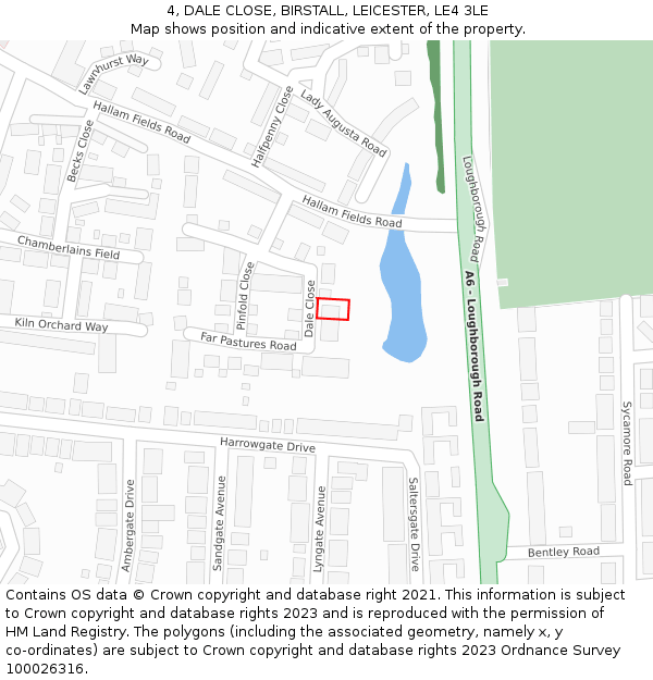 4, DALE CLOSE, BIRSTALL, LEICESTER, LE4 3LE: Location map and indicative extent of plot