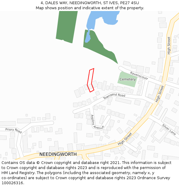 4, DALES WAY, NEEDINGWORTH, ST IVES, PE27 4SU: Location map and indicative extent of plot
