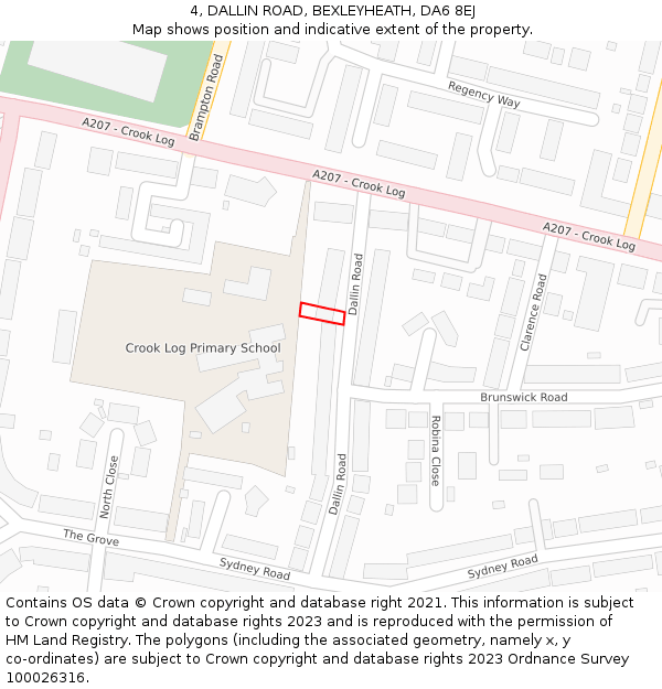 4, DALLIN ROAD, BEXLEYHEATH, DA6 8EJ: Location map and indicative extent of plot