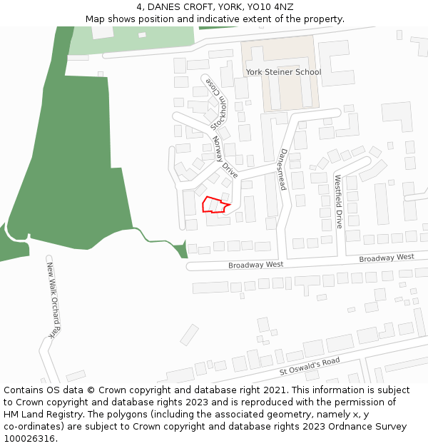 4, DANES CROFT, YORK, YO10 4NZ: Location map and indicative extent of plot
