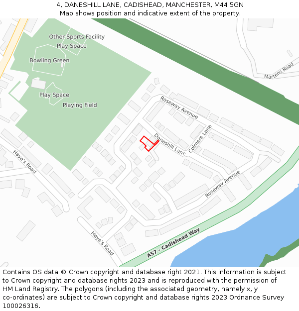 4, DANESHILL LANE, CADISHEAD, MANCHESTER, M44 5GN: Location map and indicative extent of plot