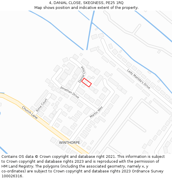 4, DANIAL CLOSE, SKEGNESS, PE25 1RQ: Location map and indicative extent of plot