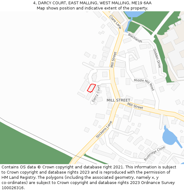 4, DARCY COURT, EAST MALLING, WEST MALLING, ME19 6AA: Location map and indicative extent of plot