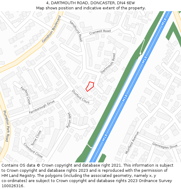4, DARTMOUTH ROAD, DONCASTER, DN4 6EW: Location map and indicative extent of plot