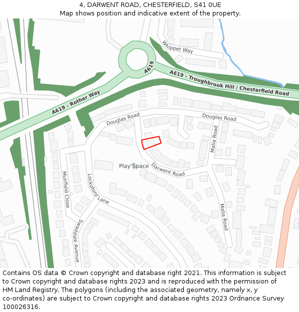 4, DARWENT ROAD, CHESTERFIELD, S41 0UE: Location map and indicative extent of plot