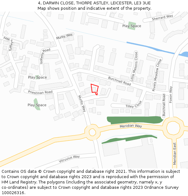 4, DARWIN CLOSE, THORPE ASTLEY, LEICESTER, LE3 3UE: Location map and indicative extent of plot