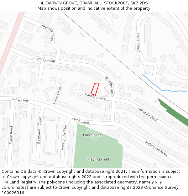 4, DARWIN GROVE, BRAMHALL, STOCKPORT, SK7 2DS: Location map and indicative extent of plot