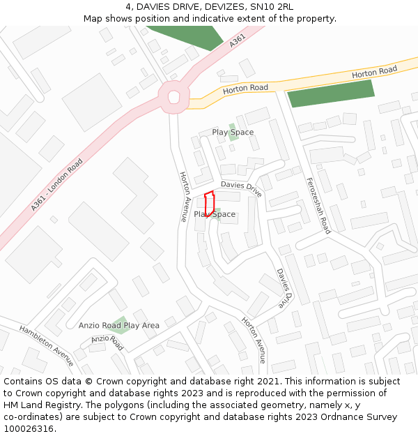 4, DAVIES DRIVE, DEVIZES, SN10 2RL: Location map and indicative extent of plot