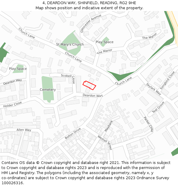 4, DEARDON WAY, SHINFIELD, READING, RG2 9HE: Location map and indicative extent of plot