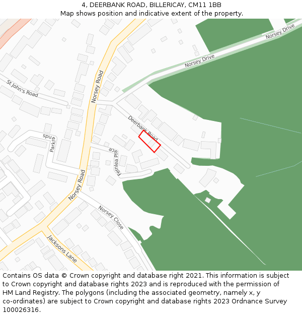 4, DEERBANK ROAD, BILLERICAY, CM11 1BB: Location map and indicative extent of plot