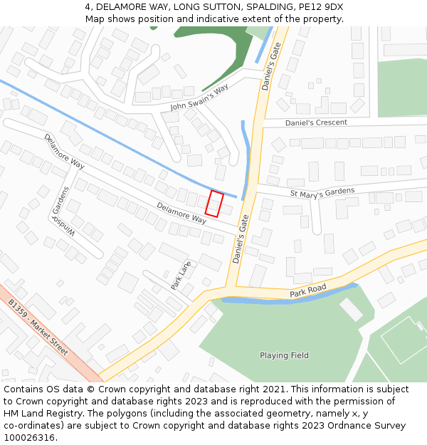 4, DELAMORE WAY, LONG SUTTON, SPALDING, PE12 9DX: Location map and indicative extent of plot