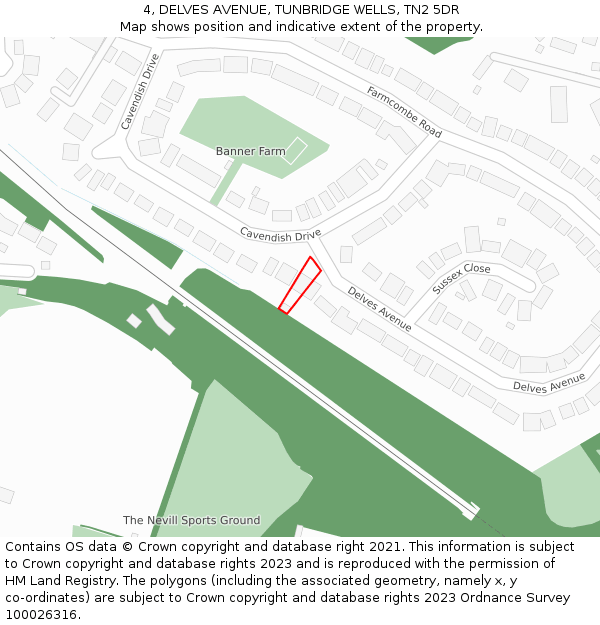 4, DELVES AVENUE, TUNBRIDGE WELLS, TN2 5DR: Location map and indicative extent of plot